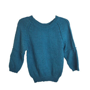 Vintage Borelli Blue Soft‎ Knit 3/4 Sleeve Pullover Sweater Women's Size Small